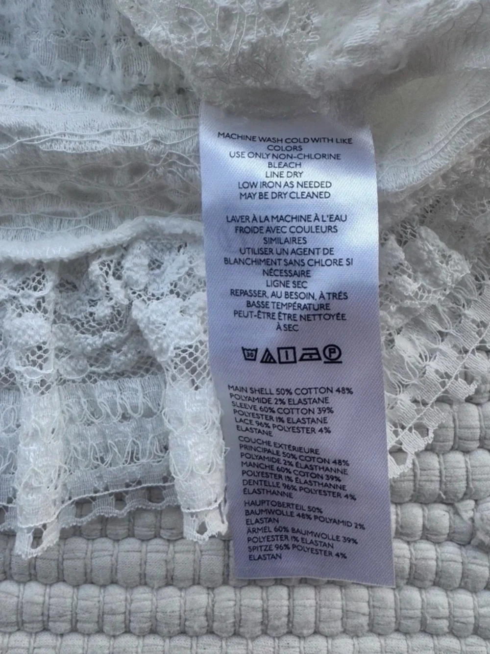 Anthropologie NWT White Boho Cottagecore Lace Smocked Blouse Medium